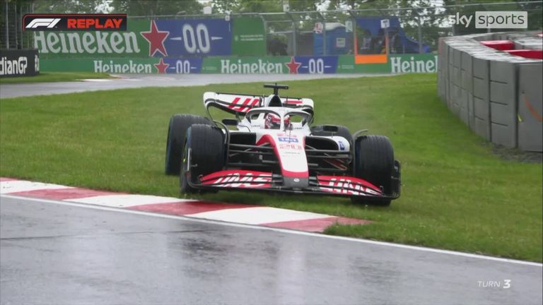 Ferrari'den Carlos Sainz ve Haas'tan Kevin Magnussen, Kanada GP'sinin üçüncü antrenmanında ıslak pist koşullarına alıştıkları için istemsiz bir şekilde yoldan çıktılar.