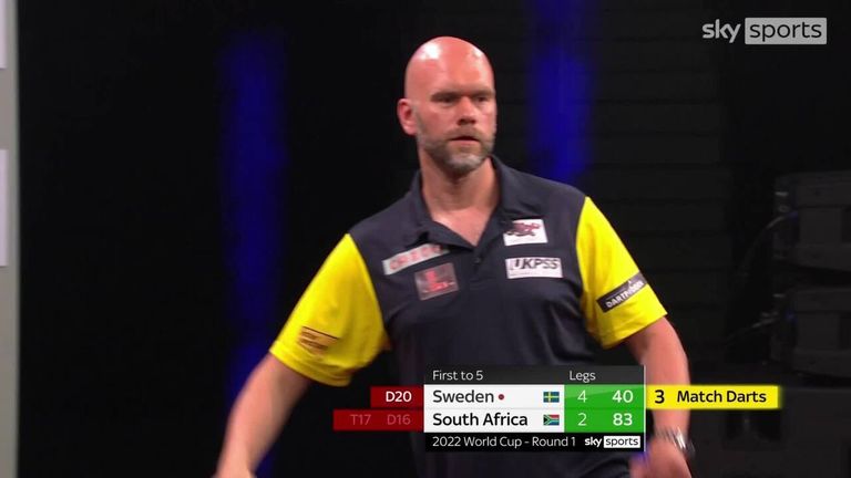 Sweden claimed their first win at the World Cup of Darts for eight years, beating South Africa 
