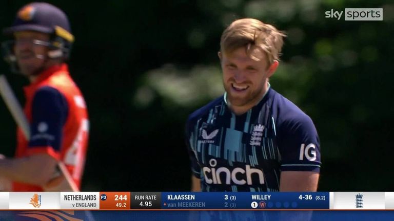 England have been set 245 to win the third ODI after bowling out their Dutch opponents.