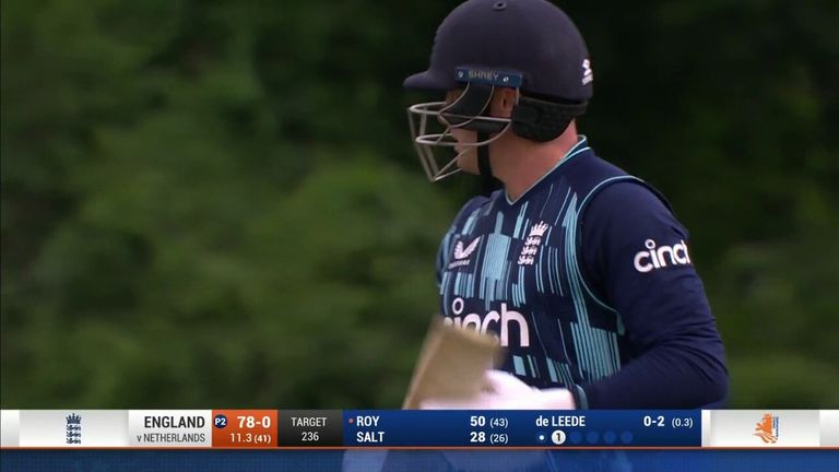 Jason Roy marks his 100th ODI appearance with a 21st half-century in the format.