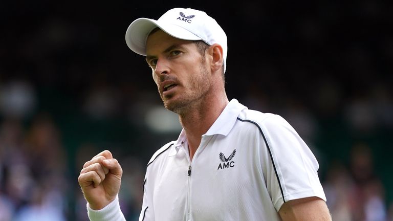 Andy Murray in action against James Duckworth at Wimbledon