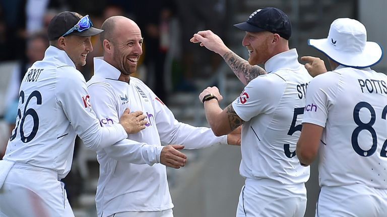 Jack Leach took another five-for to end with match figures of 10-166
