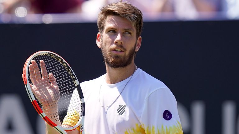 Cameron Norrie celebrates beating Brandon Nakashima 