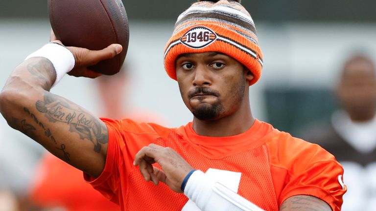 Cleveland Browns quarterback Deshon Watson pictured last week during a famous off-season minicamp