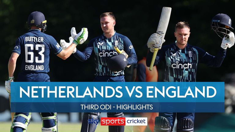 Highlights from the third ODI in Amstelveen as England romped to a 3-0 series whitewash of the Netherlands.