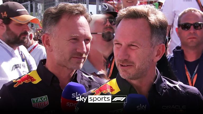 Christian Horner admits it was a nervous look from the pit wall as Carlos Sainz tried to chase down Max Verstappen in the closing stages of the race.