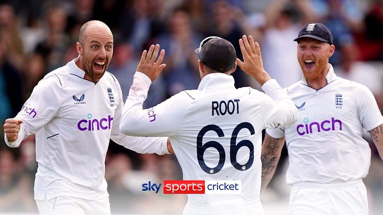 Watch all of Jack Leach's 10-stroke matches against New Zealand at Headingley. 