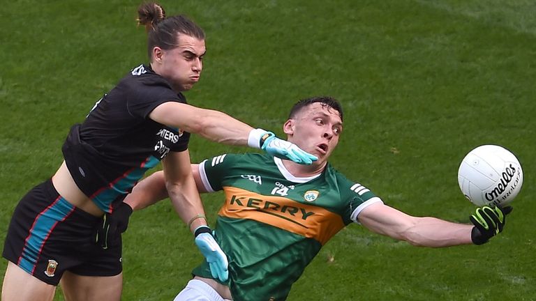 David Clifford of Kerry in action against Ois&#237;n Mullin of Mayo