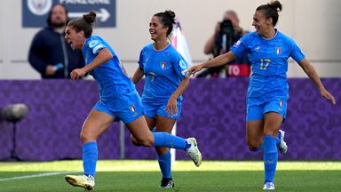 Valentina Bergamaschi celebrates scoring Italy's equaliser