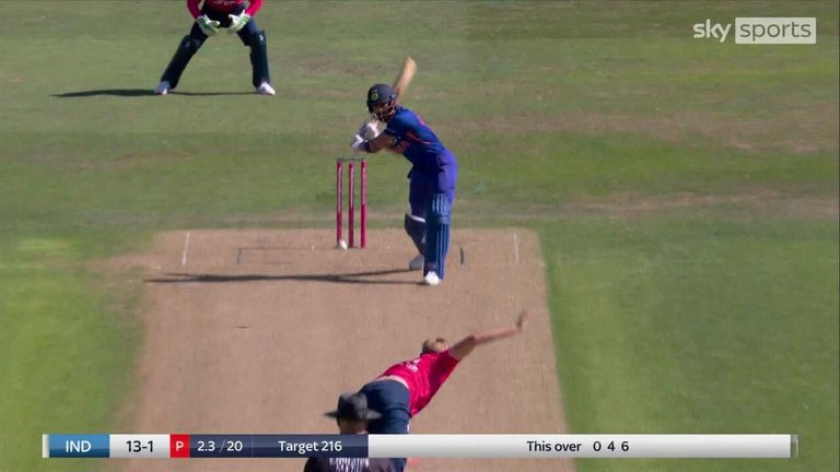India's Virat Kohli is caught by England's Jason Roy after scoring just 10
