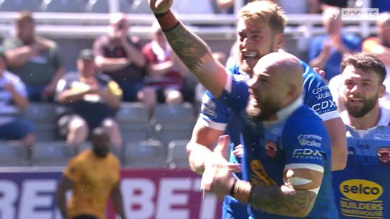 Salford Red Devils' Sam Luckley celebrated his try at St James' Park with a nod to Newcastle great Alan Shearer!