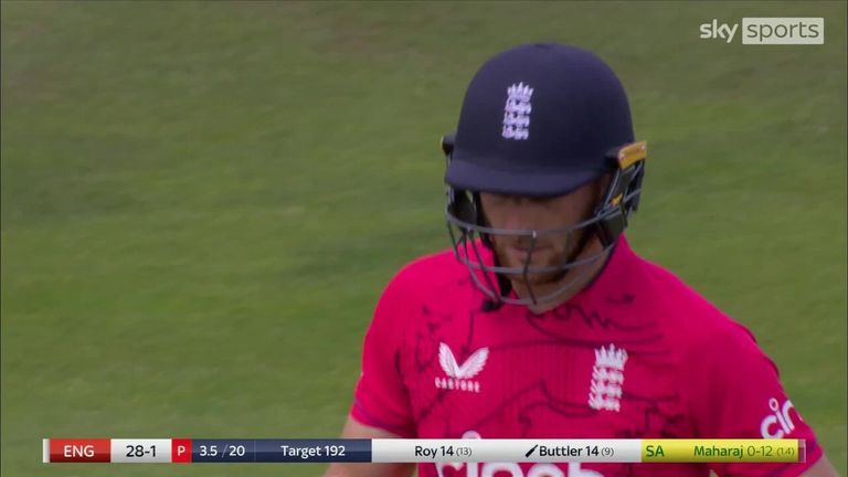 England skipper Jos Buttler is dismissed cheaply in the third T20I against South Africa to continue his poor run of form