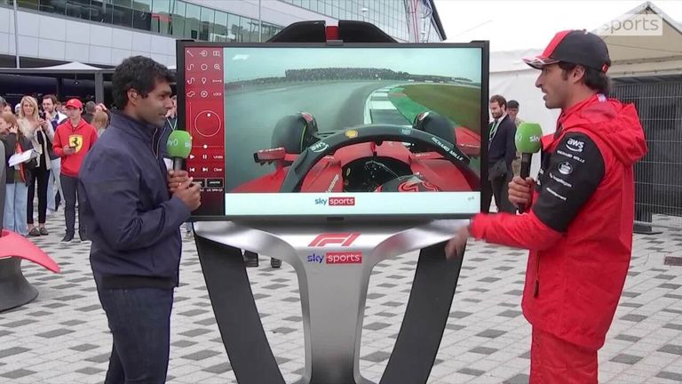 Carlos Sainz joined Sky F1's Karun Chandhok at the SkyPad to assess the Ferrari driver's maiden pole lap around the Silverstone track.