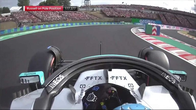 Watch on board as Russell takes his first ever pole in F1.