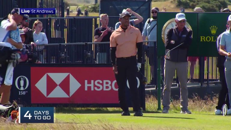 Sky Sports News' Jamie Weir reports that Tiger Woods appears to be struggling with injury during his practice round at St Andrews ahead of The Open.
