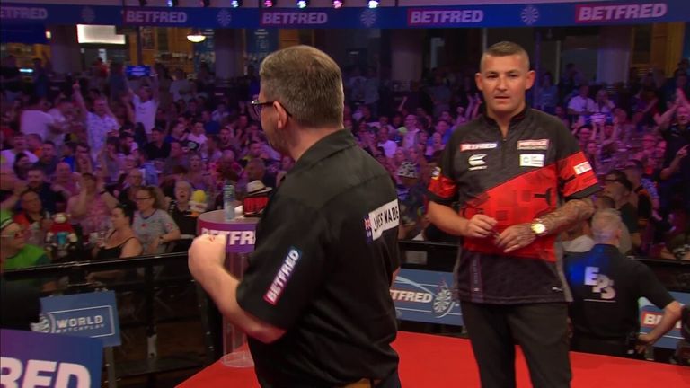 Wade pinned this 126 on the bullseye during his clash against Aspinall
