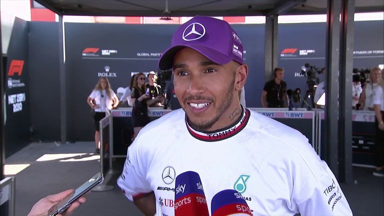 Lewis Hamilton praises the Mercedes team for an 'incredible result' after finishing in second place ahead of George Russell in third.