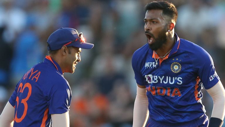Hardik Pandya took four wickets after hitting fifty as India thrashed England in the first T20 international