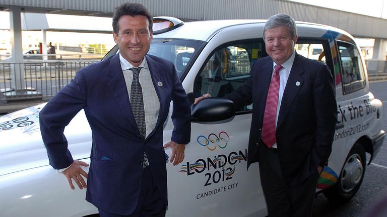 The leader of London's bid to stage the Olympic Games in 2012, Lord Coe (left), with chief executive Keith Mills