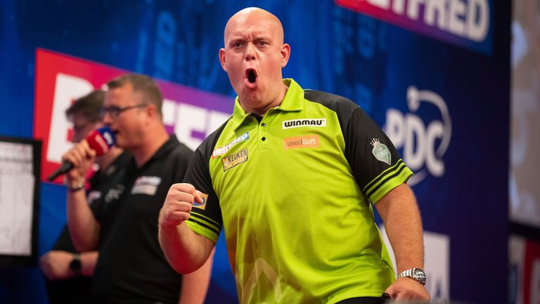 Michael van Gerwen's hopes of completing a World Matchplay hat-trick are still alive as he crushed the hopes of Joe Cullen