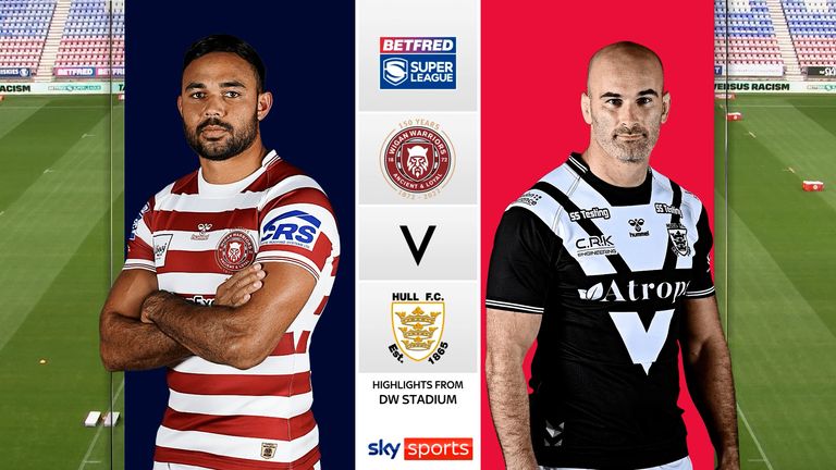 The best of the action from the Super League match between Wigan Warriors and Hull FC.