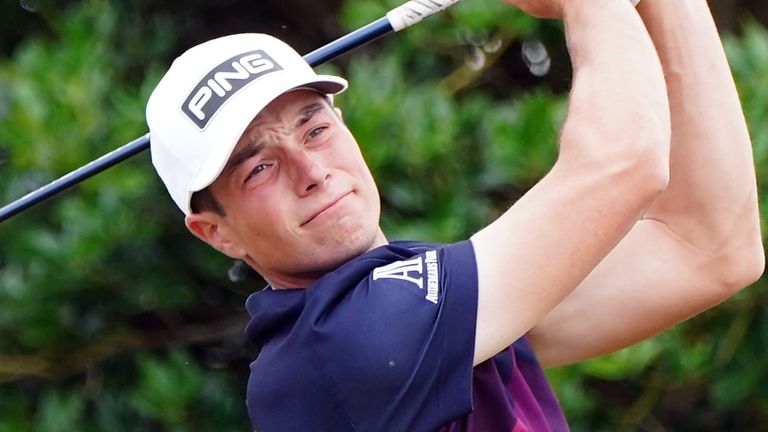 Norwegian Viktor Hovland is one of four players to share the lead 