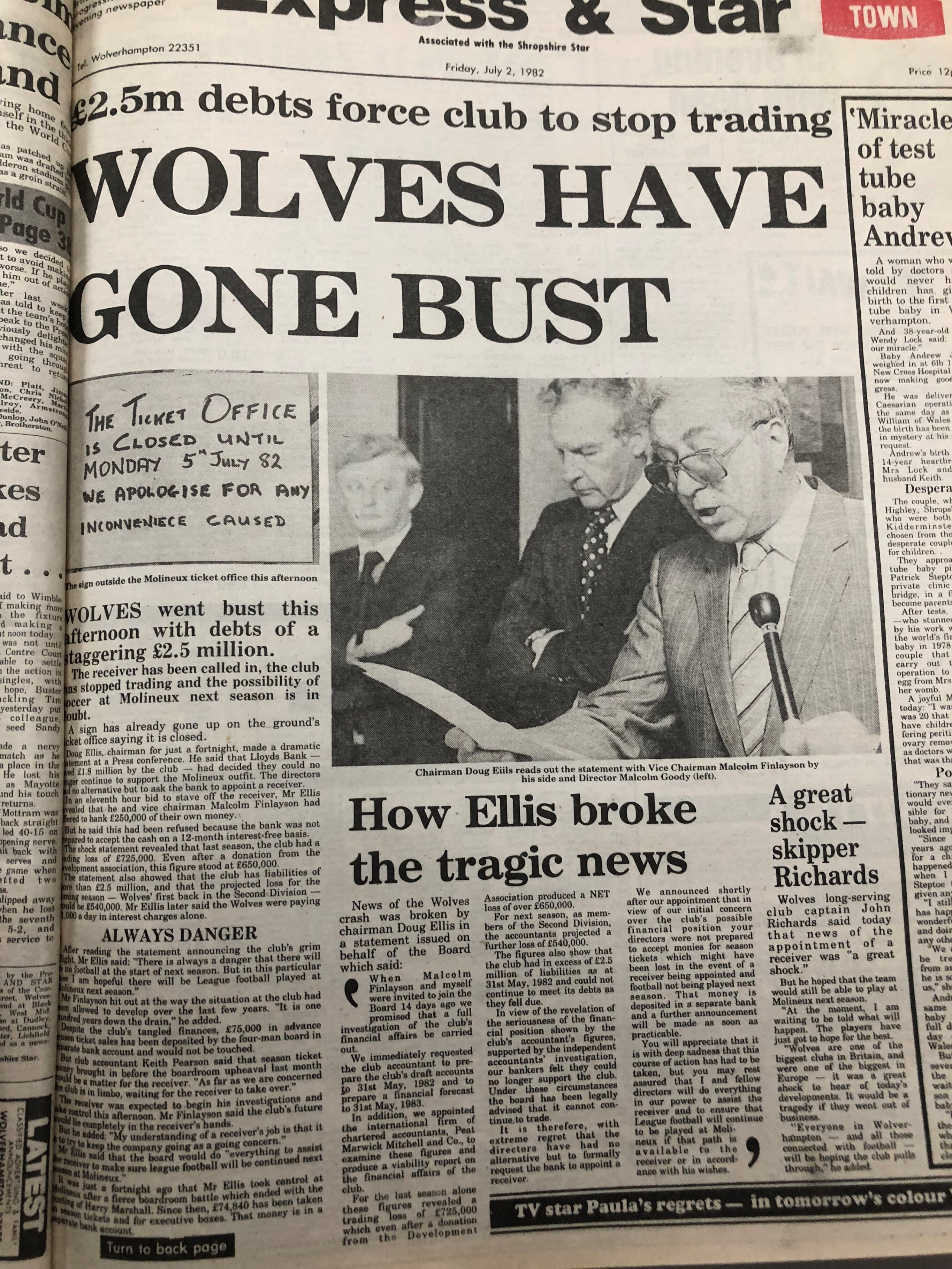 When Wolves went bankrupt – 40 years on
