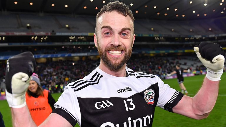 Conor Laverty celebrates after Kilcoo beat Kilmacud Crokes in the 2021-22 All-Ireland Club Final