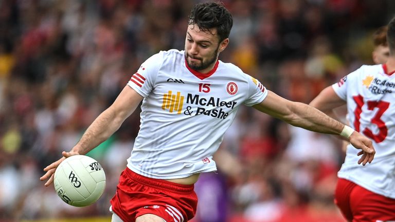 McKenna in action for Tyrone against Armagh earlier this year