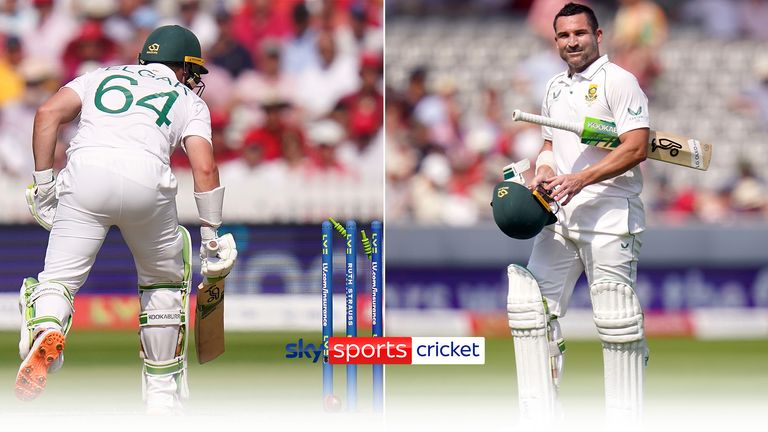 Dean Elgar endured a cruel dismissal, the ball ricocheting off his body and on to the stumps as Jimmy Anderson finally broke South Africa's opening stand.