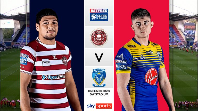 Highlights of the Betfred Super League match between Wigan Warriors and Warrington Wolves.