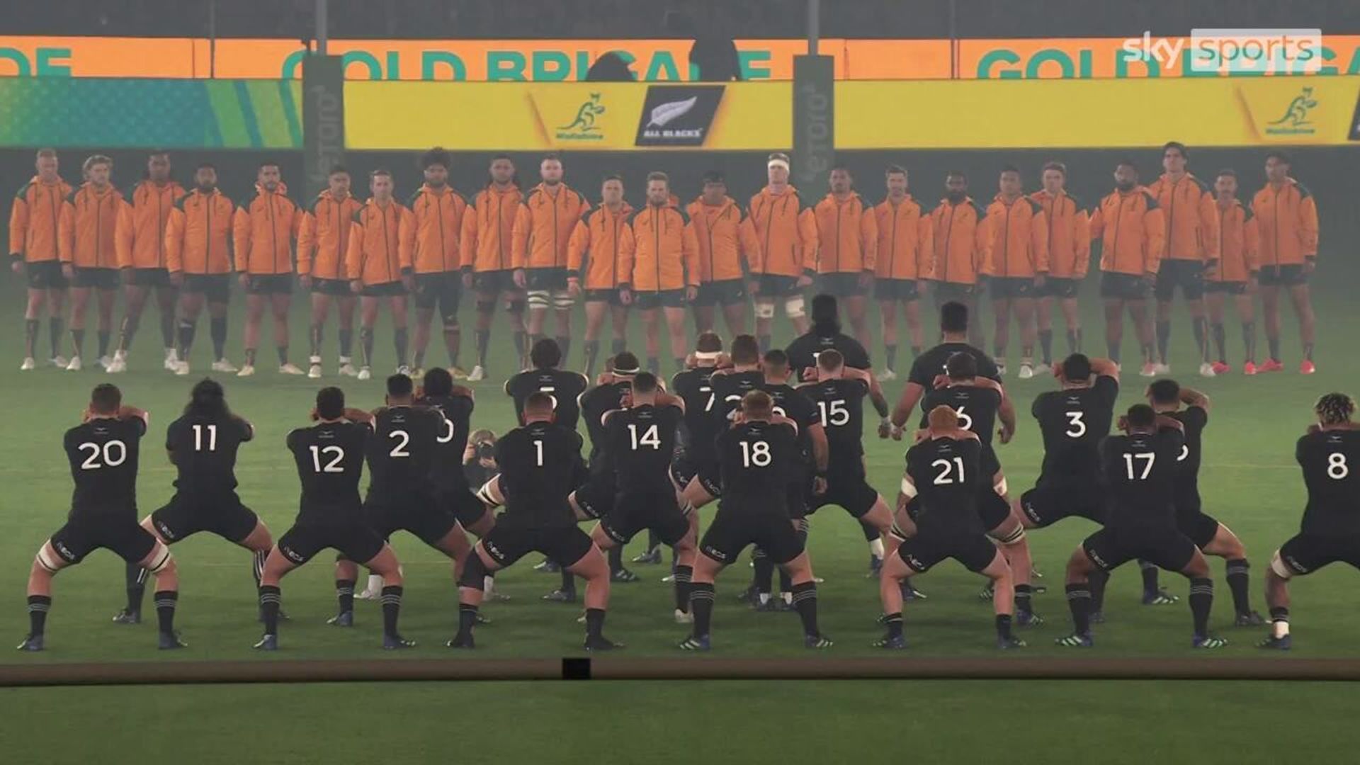 Australia advance on the All Blacks Haka!