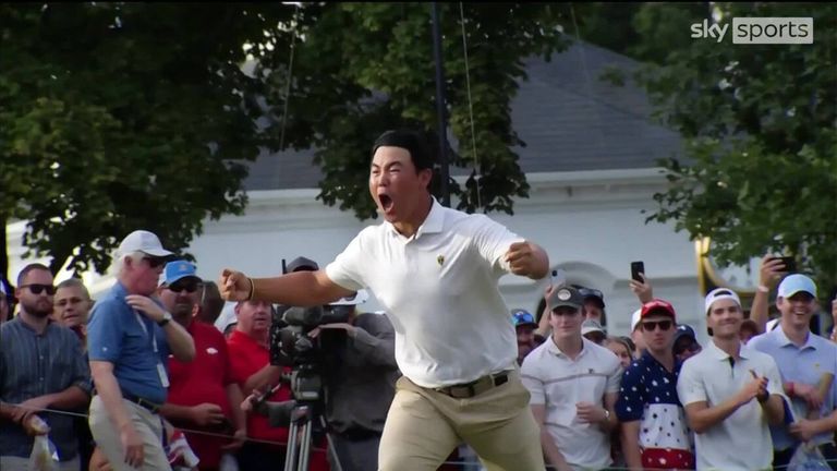 Tom Kim had been unstoppable for the International Team during the first three days and provided some wild celebrations during the Presidents Cup