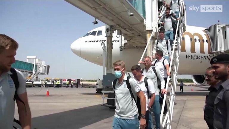 A 19-man England squad arrives in Karachi for the first time in 17 years to play a series of seven T20 international matches against Pakistan
