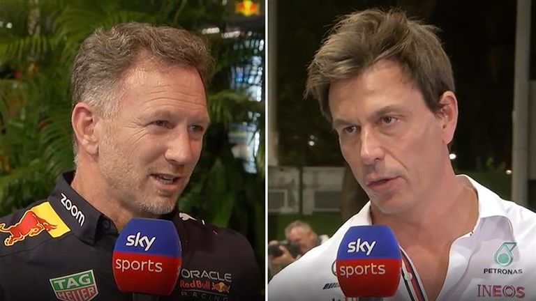Mercedes chief Toto Wolff (right) alleged Red Bull are being investigated for breaching F1's cost cap