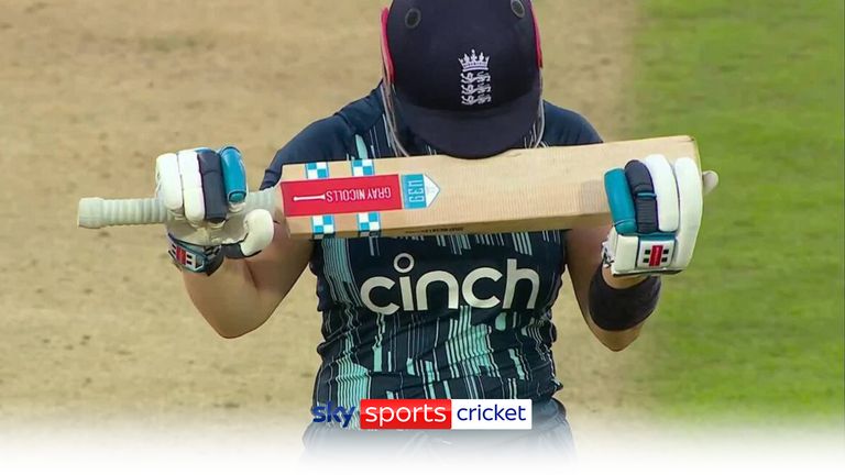 Alice Capsey's innings come to an end as she loops a shot into the hands of Shafali Verma