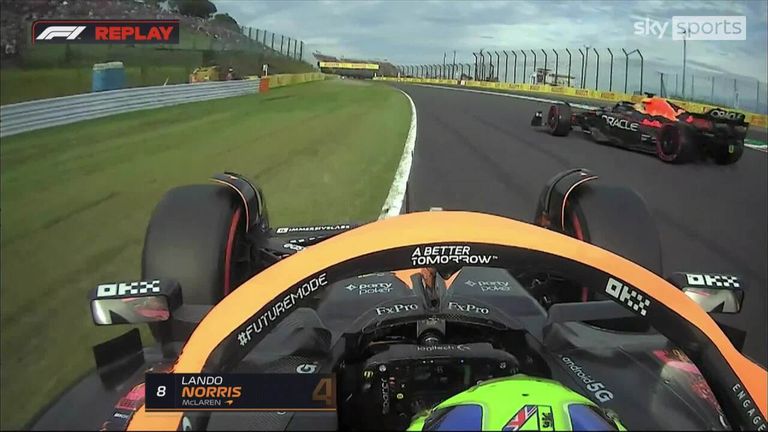 McLaren's Lando Norris somehow managed to avoid a crash with Max Verstappen during the final part of qualifying at Suzuka