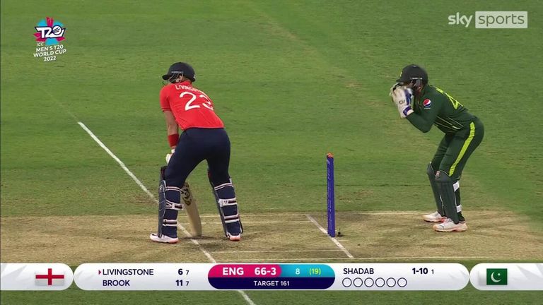 Livingstone annihilates Shadab's opening ball sweet out of the middle of the bat right up into the top tier!