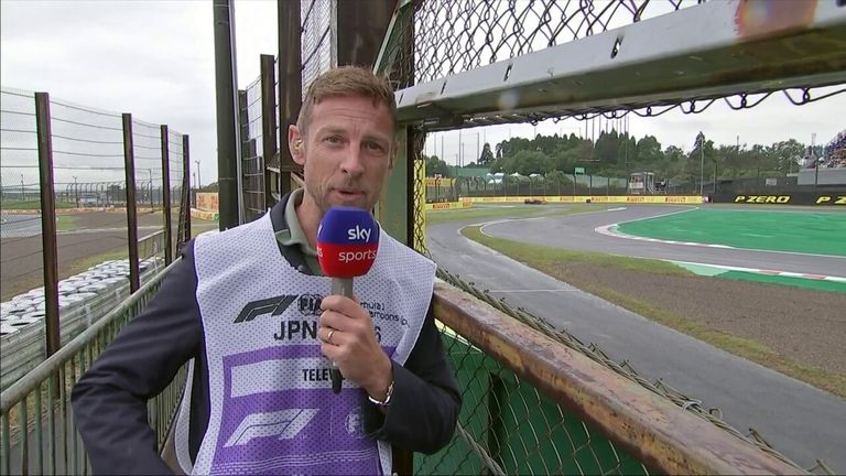 Jenson Button was trackside to cast his eye over Turns 16 and 17 during second practice at the Japanese Grand Prix