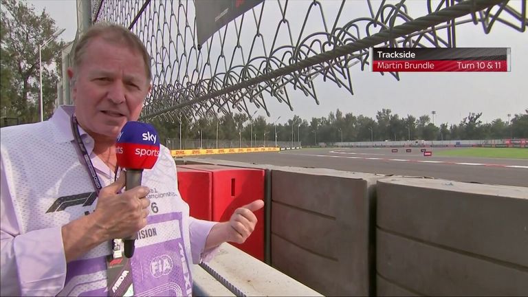Martin Brundle was at the side of the track to take a look at turns 10 and 11 during the second practice of the Mexico Grand Prix.