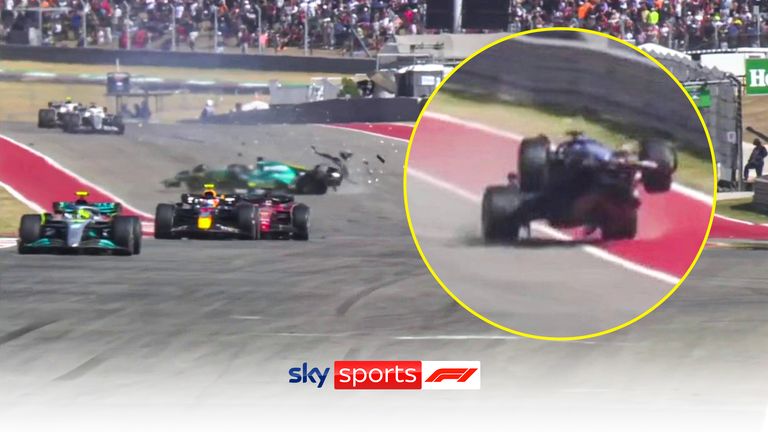 Fernando Alonso y Lance Stroll chocaron en el GP de EE. UU., con Alonso enviado al aire como resultado