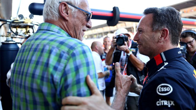   Mateschitz con el director del equipo Red Bull, Christian Horner