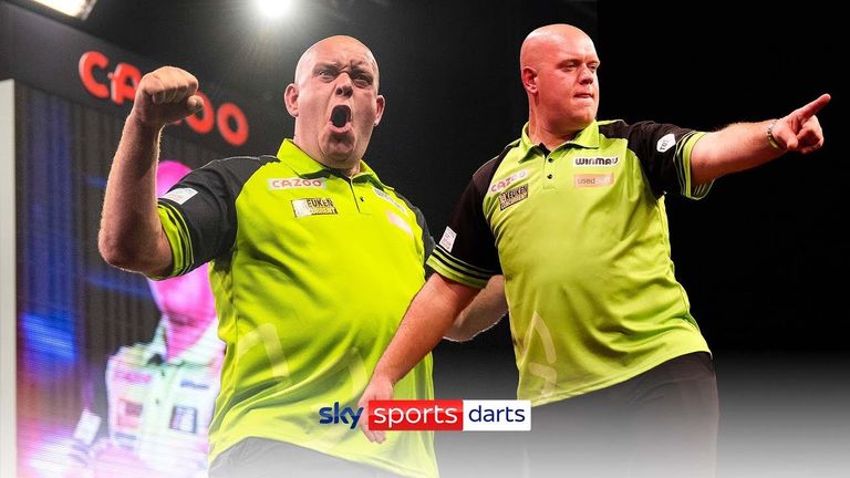 Highlights of last year's final which saw Van Gerwen win despite a spirited fightback from Aspinall