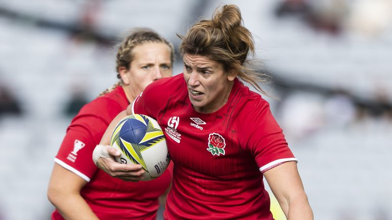 Sarah Hunter on how it felt to equal Rocky Clark's then record appearance total of 137 caps against France earlier in the tournament