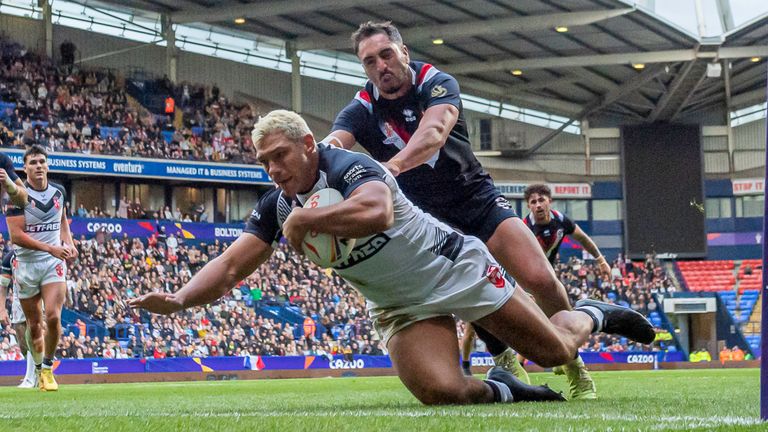 Ryan Hall grabbed two tries as England defeated France in Bolton