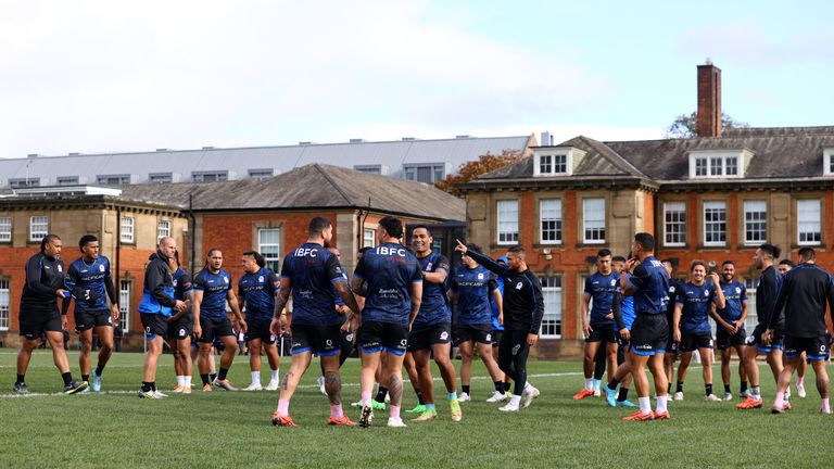 Samoa train in Newcastle ahead of Saturday's World Cup opener against England