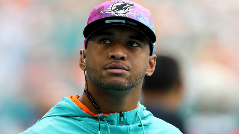 Tua Tagovailoa cleared the concussion protocol on Saturday, but watched on from the sideline on Sunday as the Miami Dolphins lost 24-16 to the Minnesota Vikings