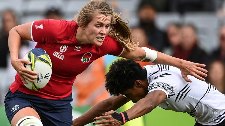 Zoe Aldcroft was among England's try scorers in their opening match of the tournament
