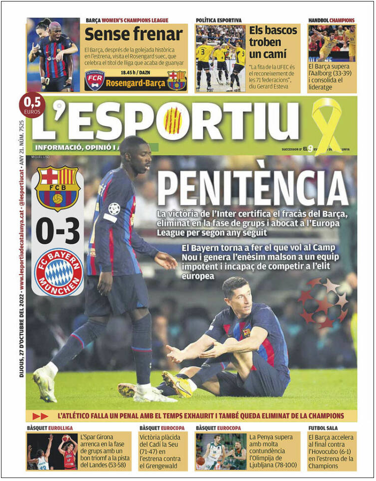 Today's Spanish Papers: Atletico Madrid suffer giant-killing while  Barcelona climb to third - Football España