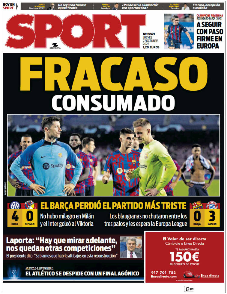 El Barcelona quedó eliminado de la Champions League en una “noche de terror” y los diarios españoles lamentaron un “fracaso total” |  noticias de futbol